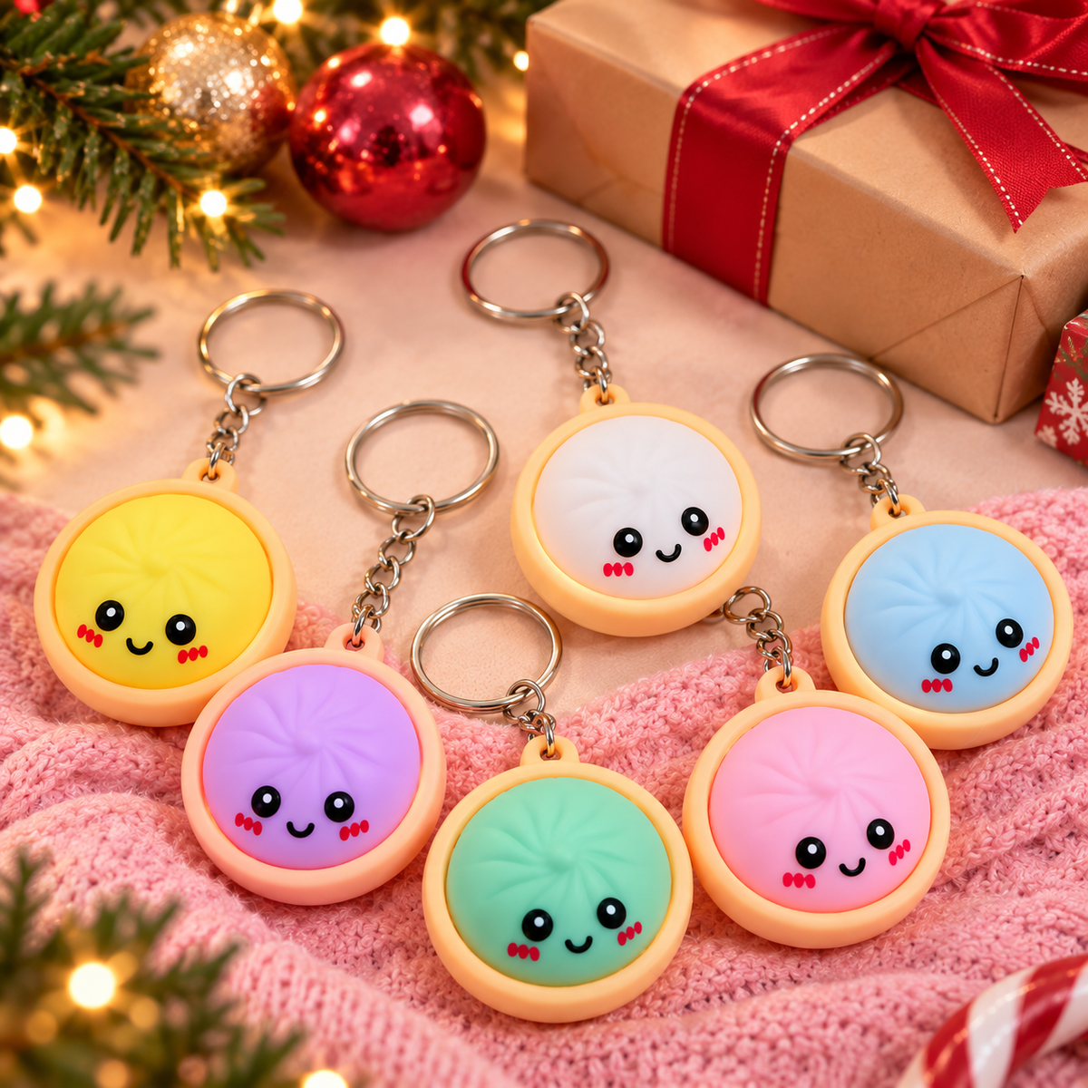 Glowing Dumpling Squishy Fidget Keychain