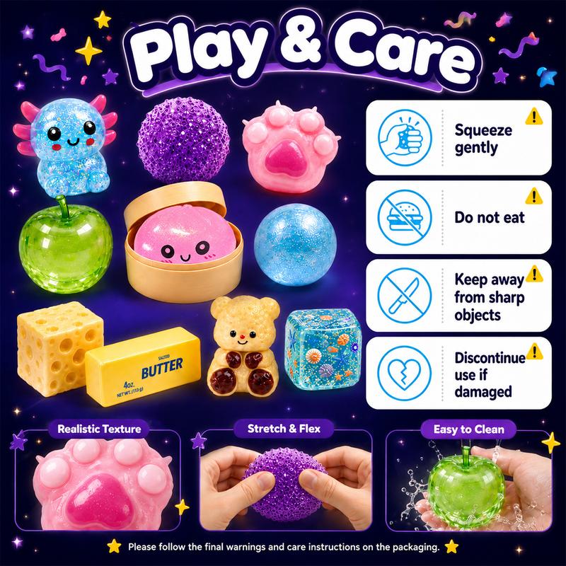 10-Piece Mixed-Texture Fidget Squishies