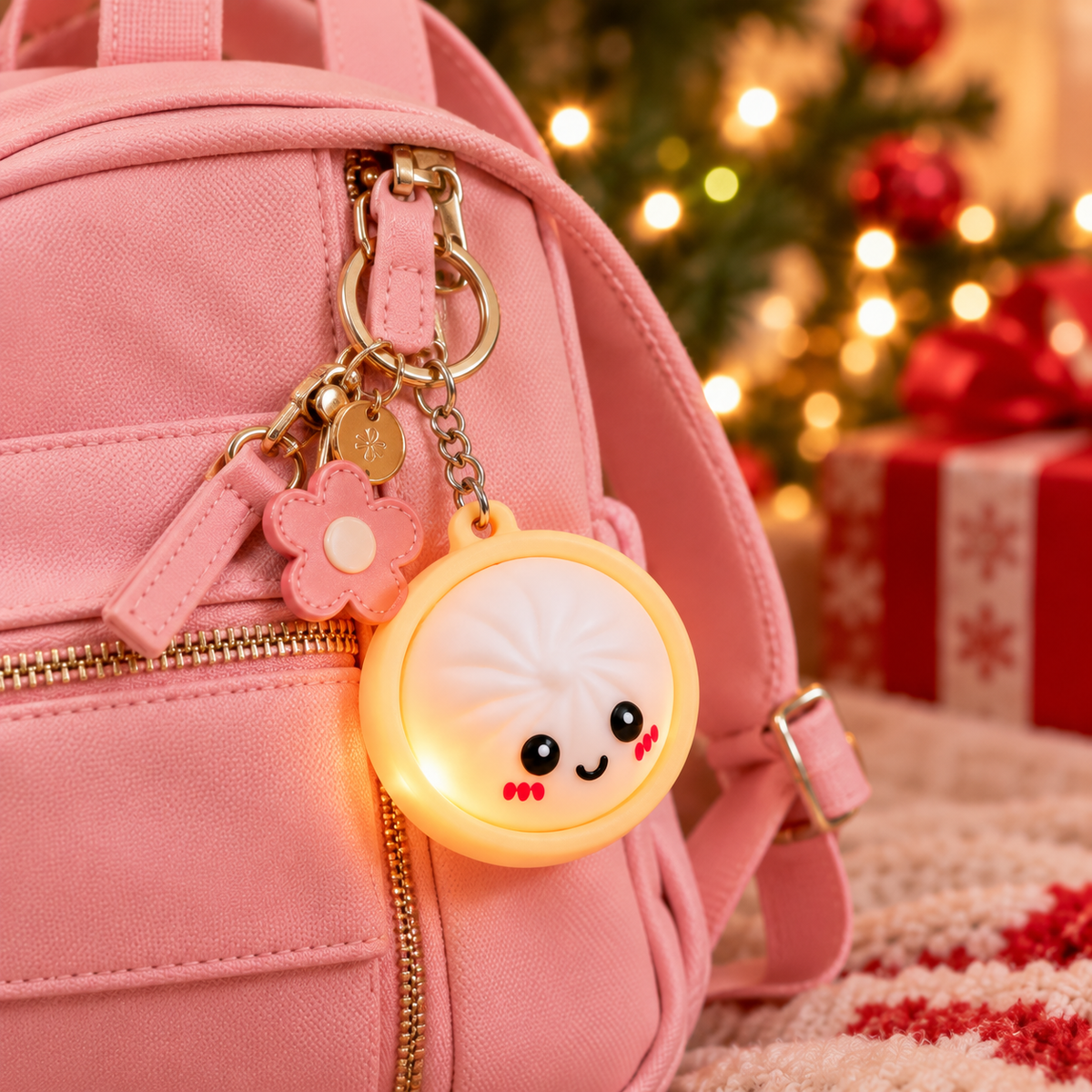Glowing Dumpling Squishy Fidget Keychain