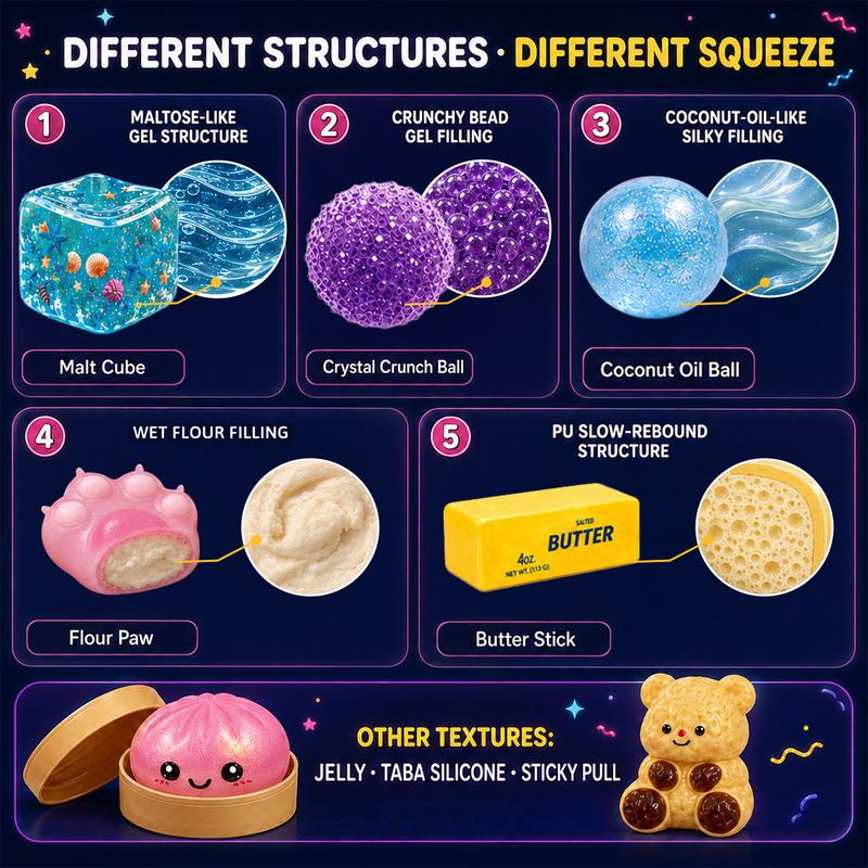 10-Piece Mixed-Texture Fidget Squishies