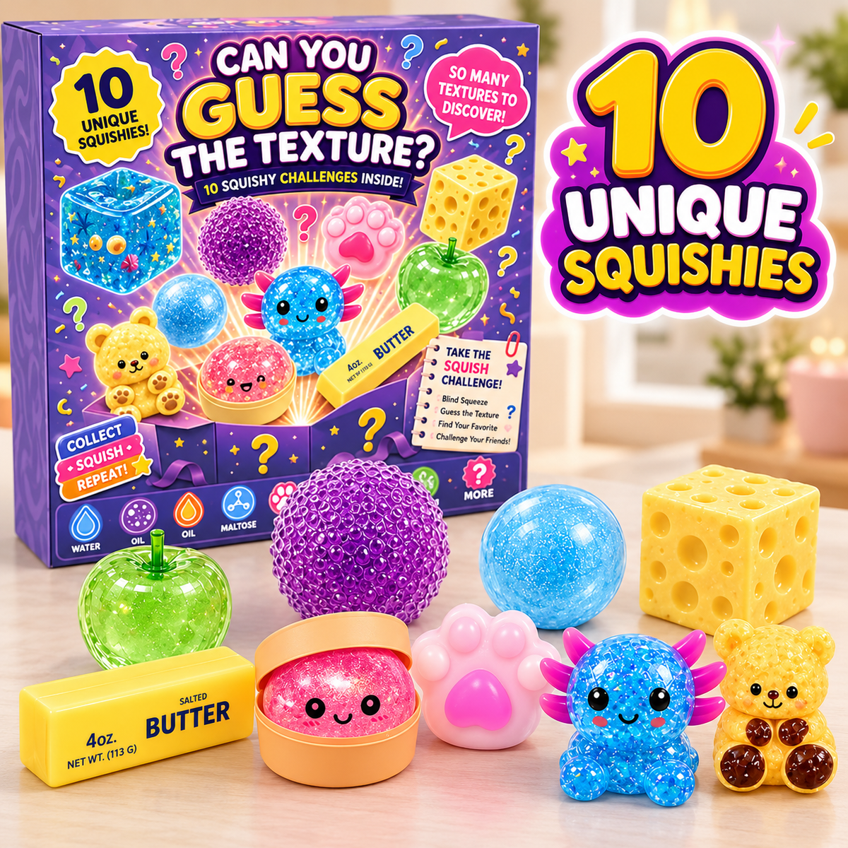 10-Piece Mixed-Texture Fidget Squishies