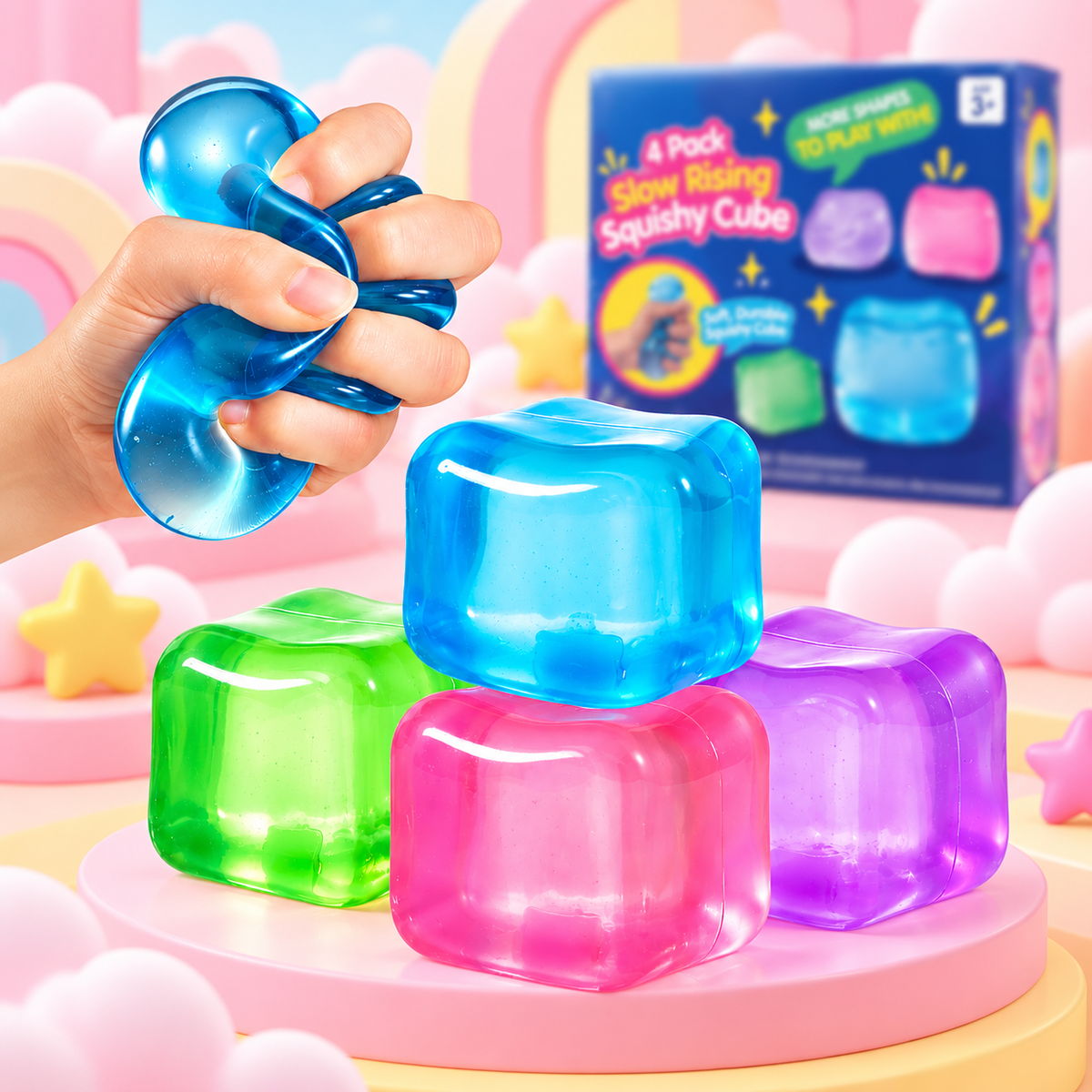 Slow-Rising Squishy Cube 4-Piece Set